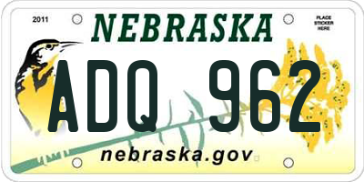 NE license plate ADQ962