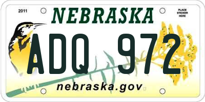 NE license plate ADQ972