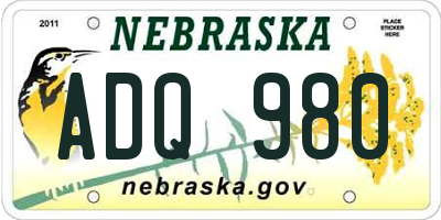 NE license plate ADQ980