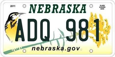 NE license plate ADQ981