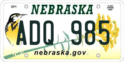 NE license plate ADQ985