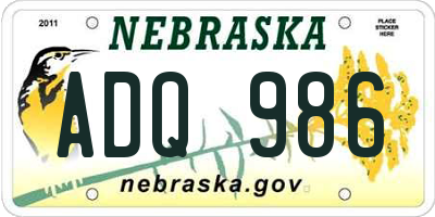 NE license plate ADQ986