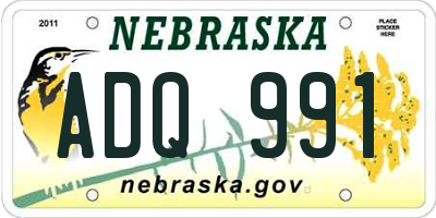 NE license plate ADQ991