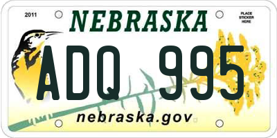 NE license plate ADQ995