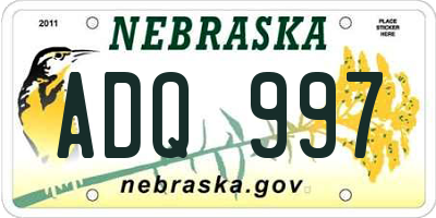 NE license plate ADQ997