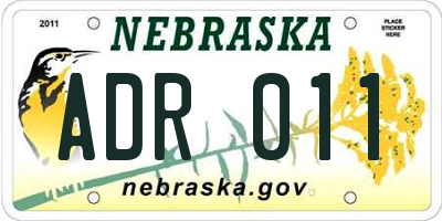 NE license plate ADR011