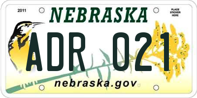 NE license plate ADR021