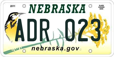 NE license plate ADR023