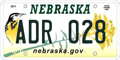 NE license plate ADR028