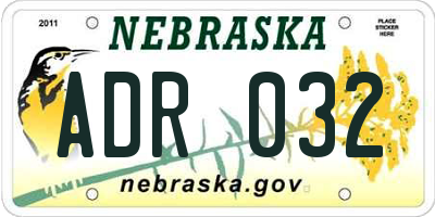 NE license plate ADR032