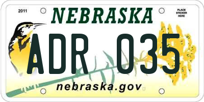 NE license plate ADR035