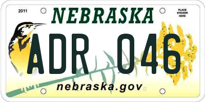 NE license plate ADR046