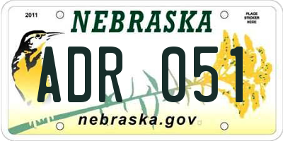 NE license plate ADR051