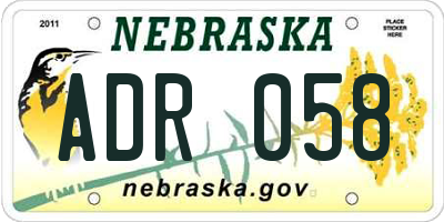 NE license plate ADR058