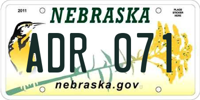 NE license plate ADR071