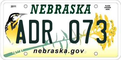 NE license plate ADR073
