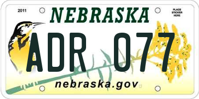 NE license plate ADR077