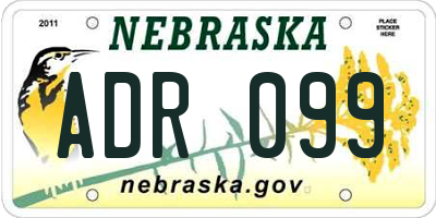 NE license plate ADR099