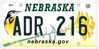 NE license plate ADR216