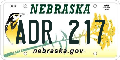 NE license plate ADR217