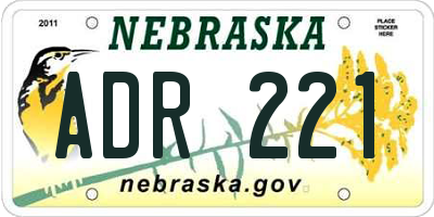 NE license plate ADR221
