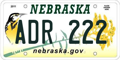 NE license plate ADR222