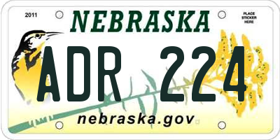 NE license plate ADR224