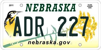 NE license plate ADR227