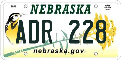 NE license plate ADR228