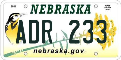 NE license plate ADR233