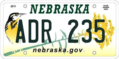 NE license plate ADR235