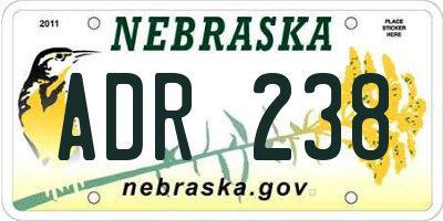 NE license plate ADR238