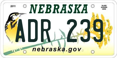 NE license plate ADR239