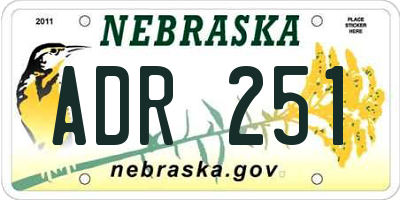 NE license plate ADR251
