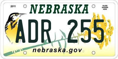 NE license plate ADR255
