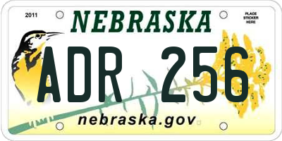 NE license plate ADR256