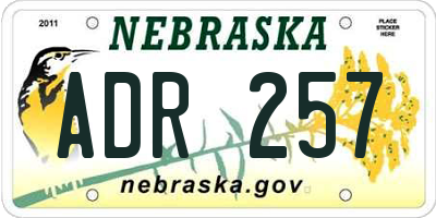 NE license plate ADR257