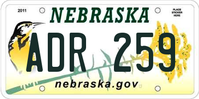 NE license plate ADR259