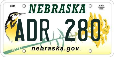 NE license plate ADR280