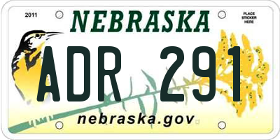 NE license plate ADR291
