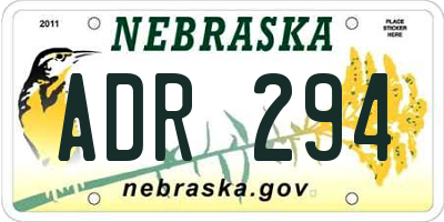 NE license plate ADR294