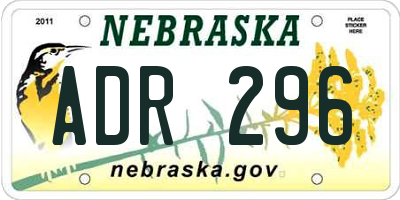 NE license plate ADR296