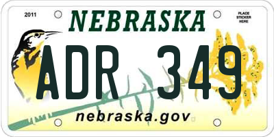 NE license plate ADR349