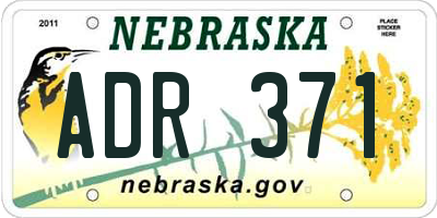 NE license plate ADR371