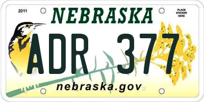 NE license plate ADR377