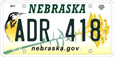 NE license plate ADR418