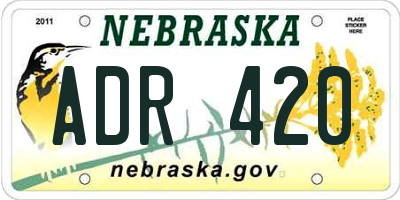 NE license plate ADR420