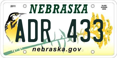 NE license plate ADR433