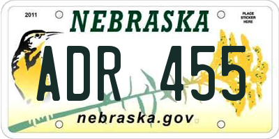 NE license plate ADR455