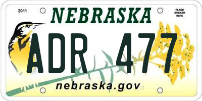 NE license plate ADR477